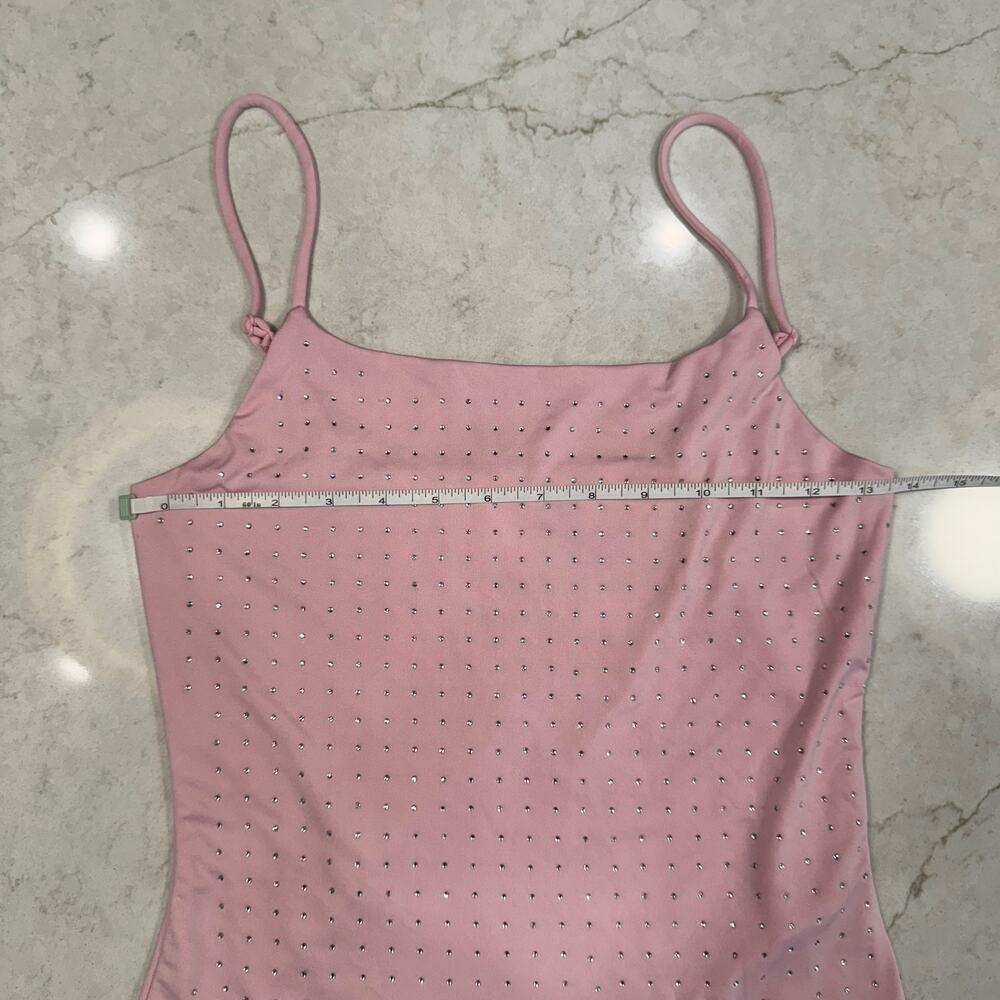 Charlotte Russe Pink Rhinestone Spaghetti Strap Cami Tank Top Y2K Coquette S - Picture 10 of 16